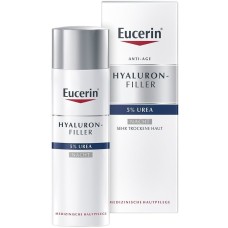 Eucerin Hyaluron-Filler 5% Urea Αντιγηραντική Κρέμα Προσώπου Νυκτός για Ξηρές Επιδερμίδες 50ml