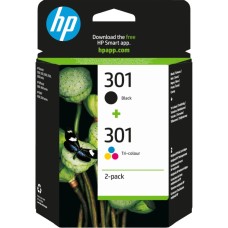 HP 301 Πακέτο 2 Μελανιών Εκτυπωτή InkJet Πολλαπλό (Color) / Μαύρο (N9J72AE)