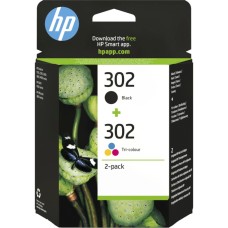 HP 302 Πακέτο 2 Μελανιών Εκτυπωτή InkJet Πολλαπλό (Color) / Μαύρο (X4D37AE)
