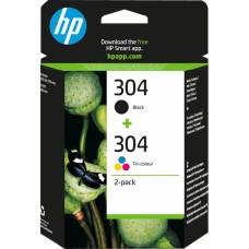 HP 304 Πακέτο 2 Μελανιών Εκτυπωτή InkJet Πολλαπλό (Color) / Μαύρο (3JB05AE)