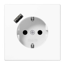 Jung LS1520-18AWW Μονή Χωνευτή Πρίζα Ρεύματος με 1 Θύρα USB Λευκή