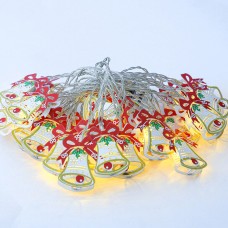 20 Χριστουγεννιάτικα Λαμπάκια LED Μπαταρίας Καμπάνες σε Σειρά με Διαφανές Καλώδιο
