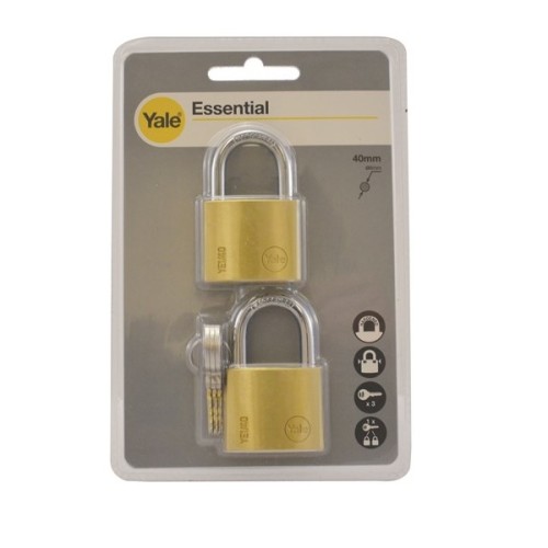 Yale YE1/40 Μπρούτζινο Λουκέτο 40mm 2τμχ