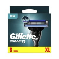 Gillette Mach3 Ανταλλακτικές Κεφαλές με 3 Λεπίδες & Λιπαντική Ταινία 8τμχ