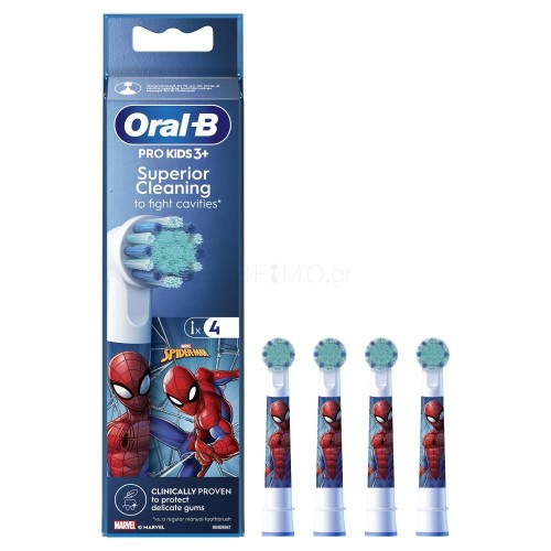 Oral-B Ανταλλακτικό για Ηλεκτρική Οδοντόβουρτσα Pro Kids Spiderman για 3+ χρονών 4τμχ
