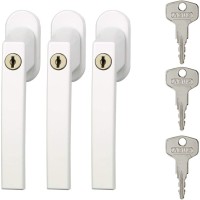 Abus FG210 Τριπλό ΣΕΤ Χερούλια για Παράθυρα και Μπαλκονόπορτες με Κλειδί σε Λευκό Χρώμα